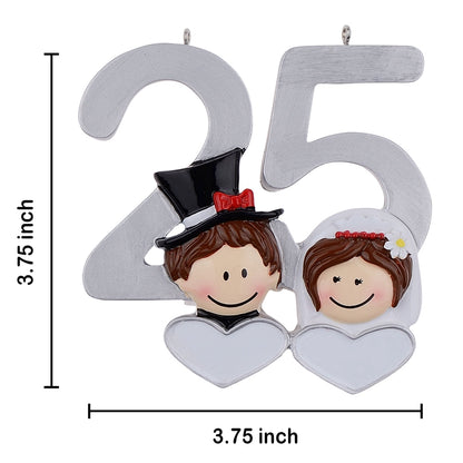 Personalized 25th Wedding Anniversary Couple Ornament