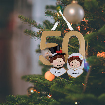 Personalized 50th Wedding Anniversary Couple Ornament