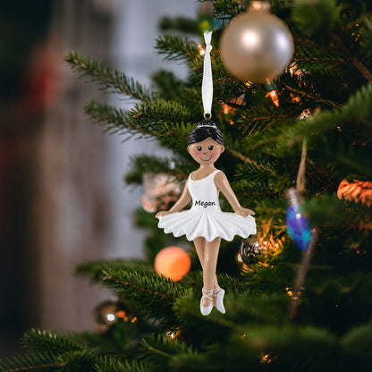 Personalized African American Ballerina Girl Ornament