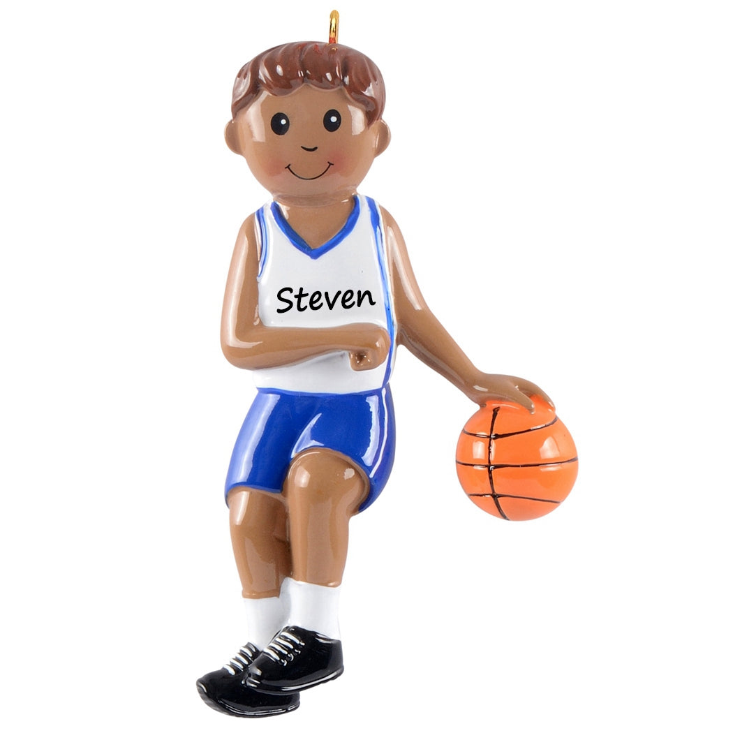 Personalized African American Basketball Boy Player Ornament