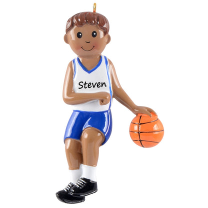 Personalized African American Basketball Boy Player Ornament