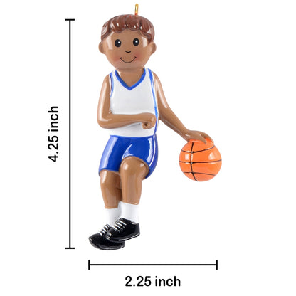 Personalized African American Basketball Boy Player Ornament