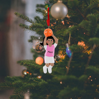 Personalized African American Basketball Girl Shooter Ornament