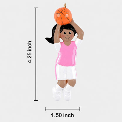 Personalized African American Basketball Girl Shooter Ornament