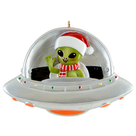 Personalized Alien UFO Christmas Ornament Funny Sci-Fi Spaceship Gift