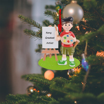 Personalized Artist Boy Ornament
