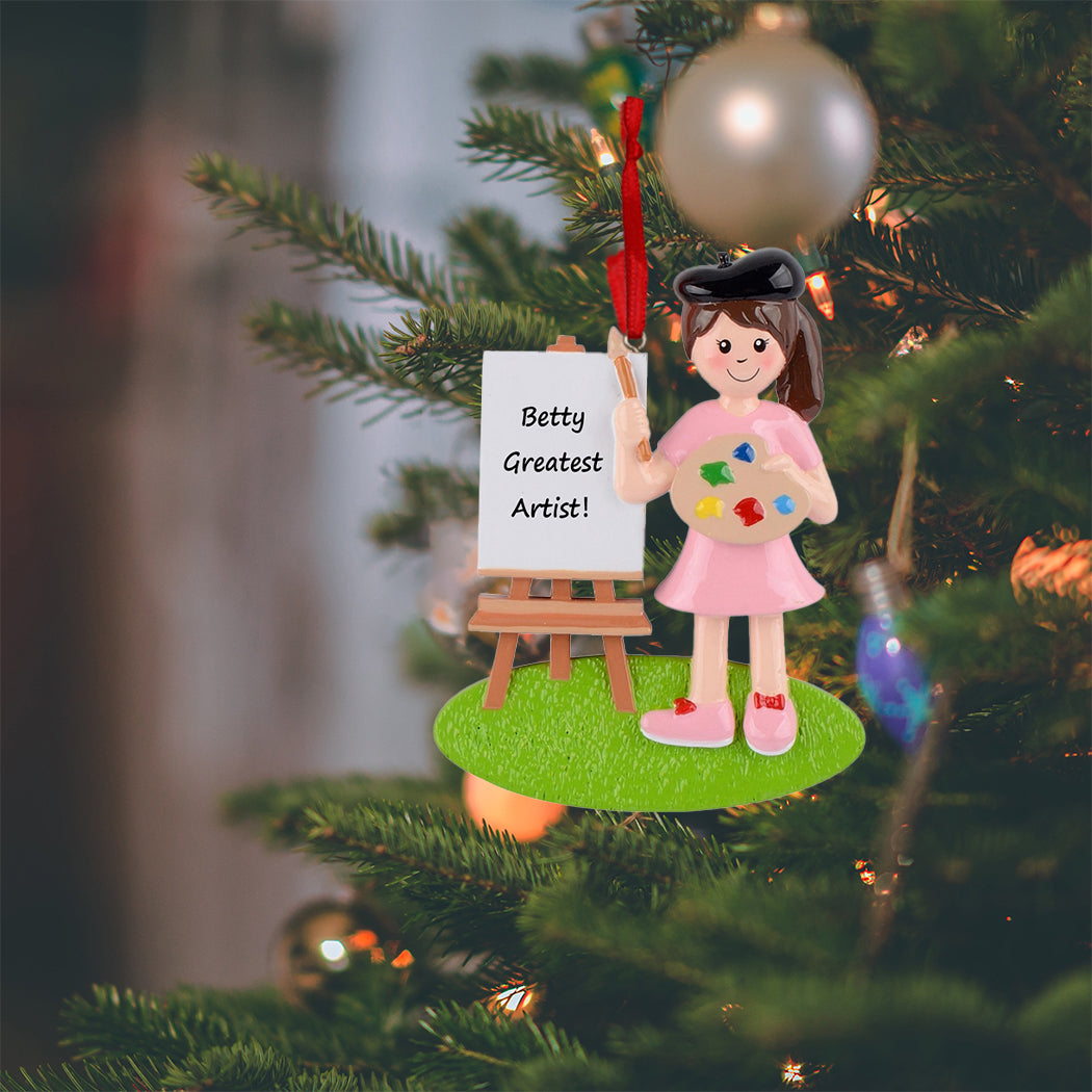 Personalized Artist Girl Ornament
