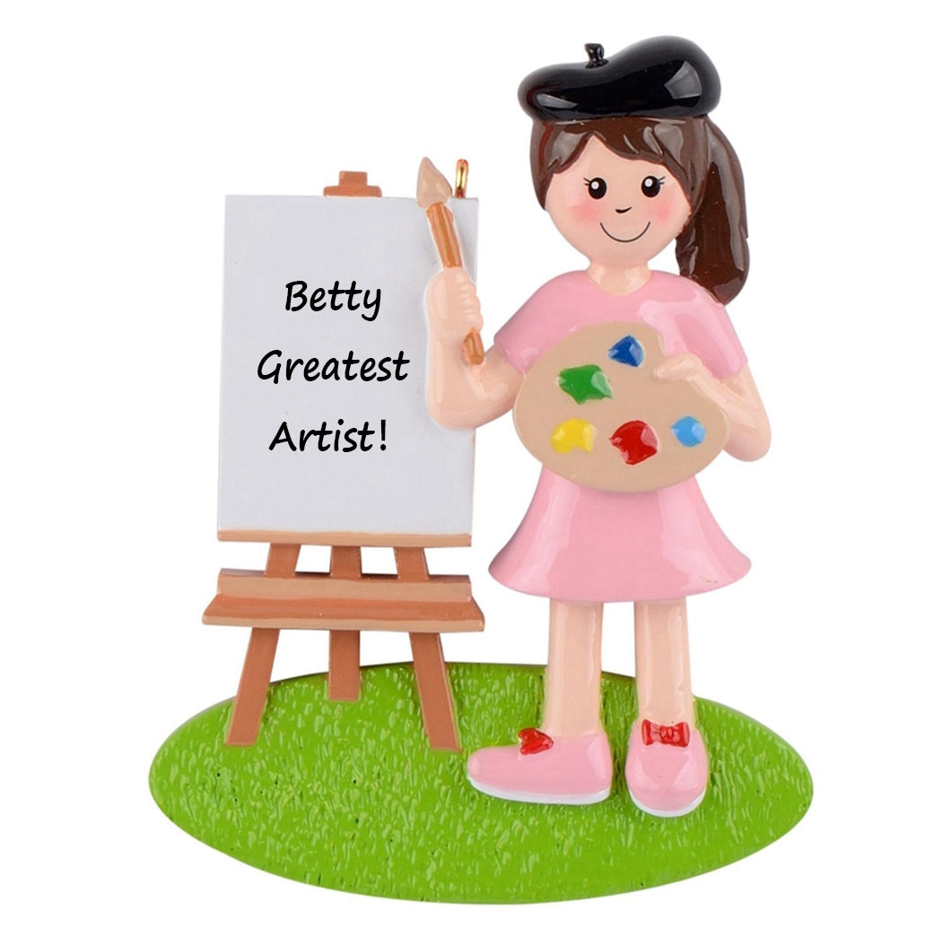 Personalized Artist Girl Ornament