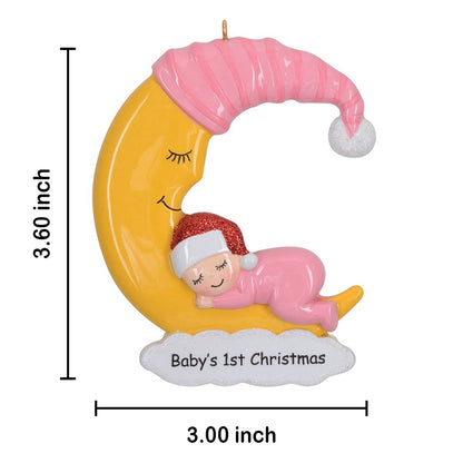Personalized Baby Girl Moon Baby's 1st Christmas Ornament