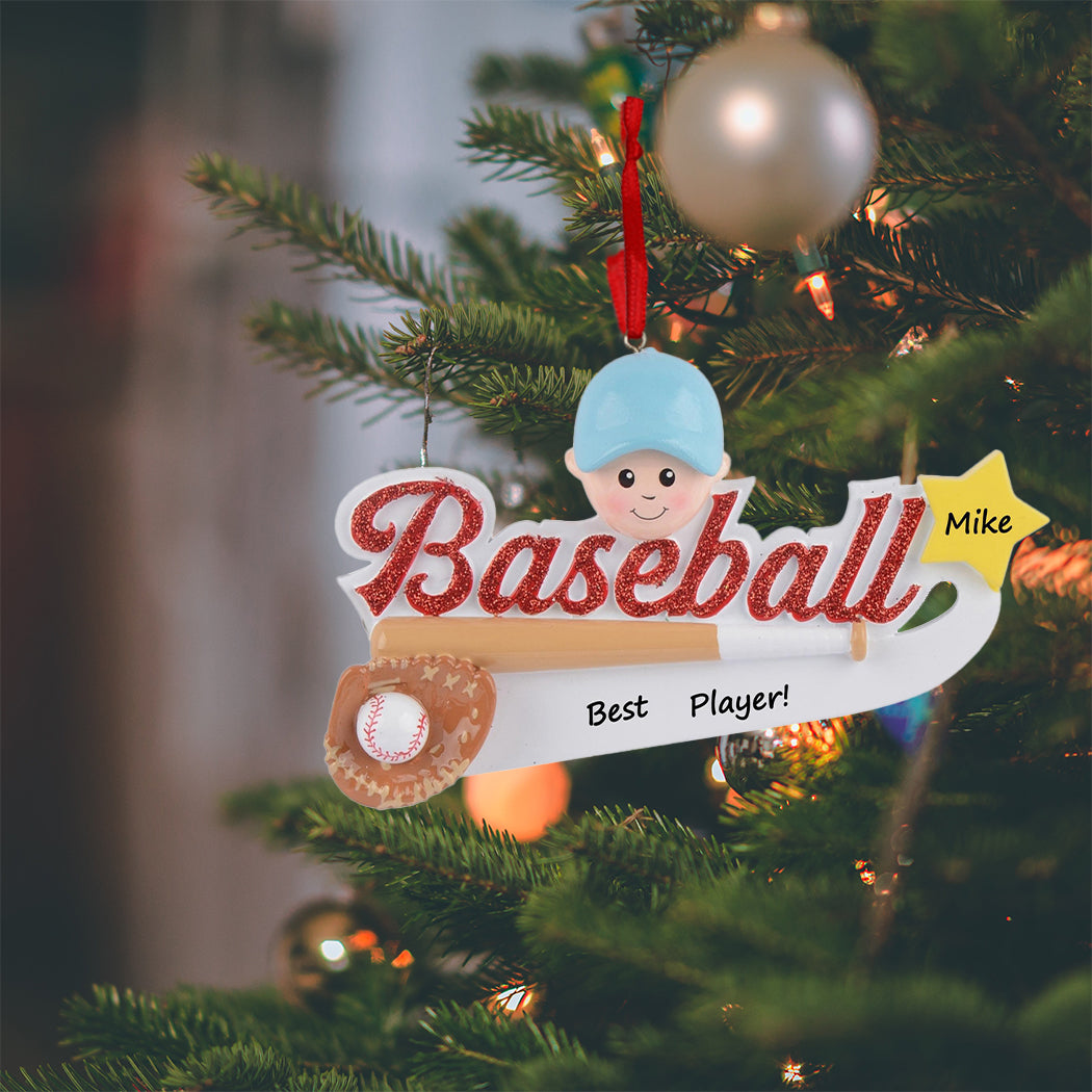 Personalized Baseball Boy Name Ornament
