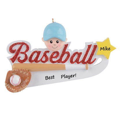 Personalized Baseball Boy Name Ornament