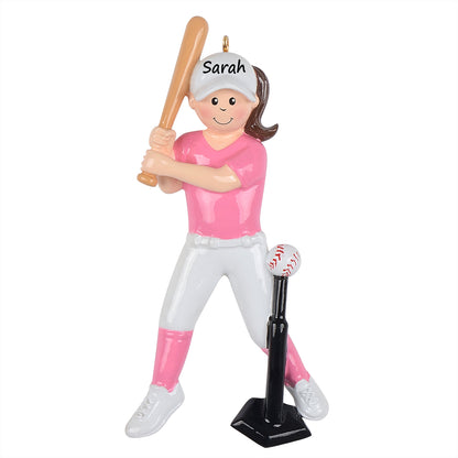 Personalized Baseball Girl Batter Ornament