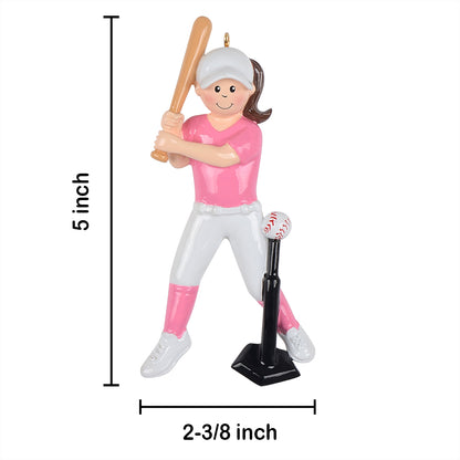 Personalized Baseball Girl Batter Ornament