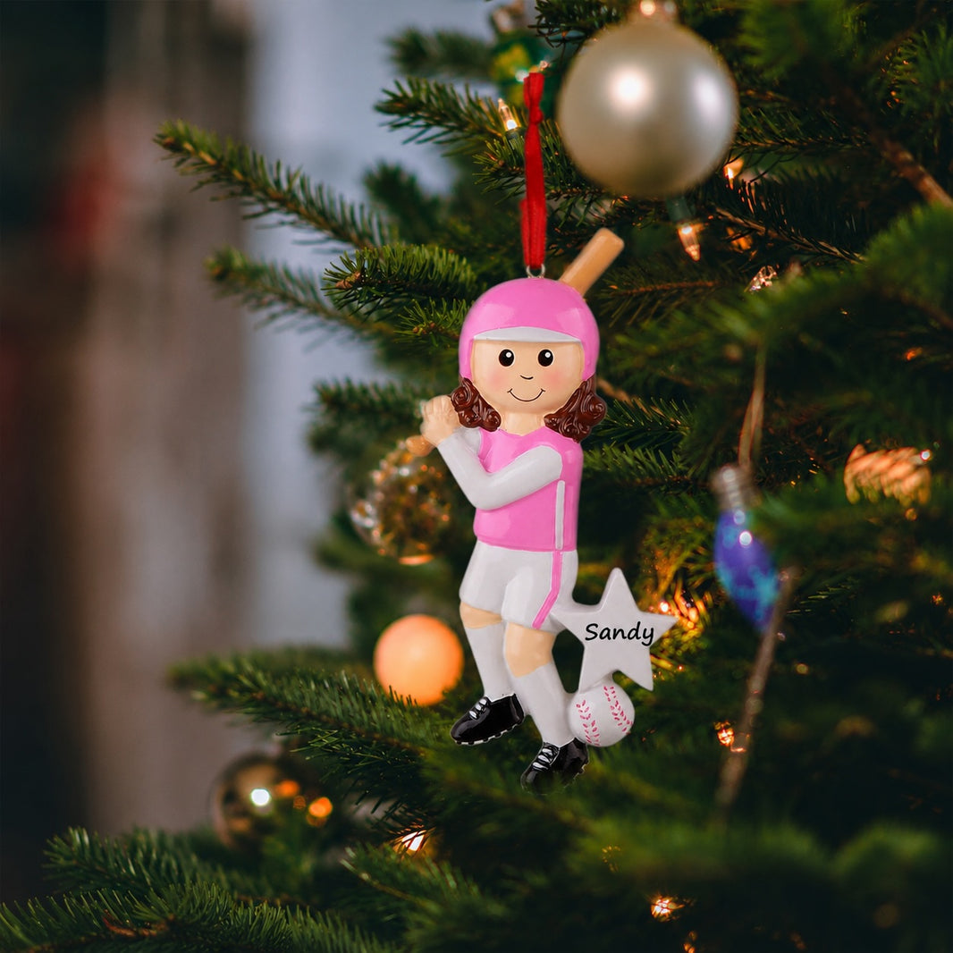 Personalized Baseball Girl Player Ornament