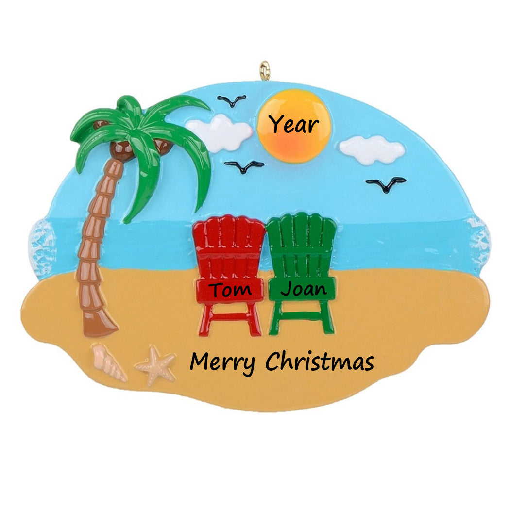 Personalized Beach Chair Family of 2 Ornament