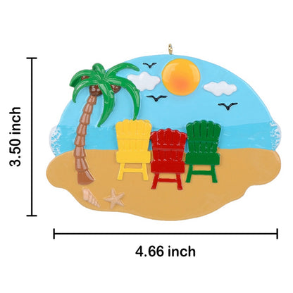Personalized Beach Chair Family of 3 Ornament