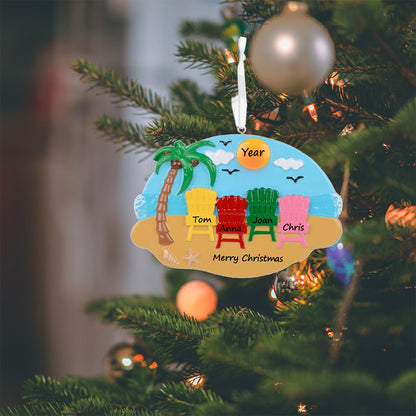 Personalized Beach Chair Family of 4 Ornament
