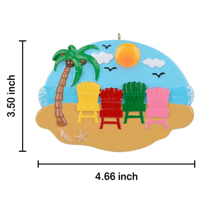 Personalized Beach Chair Family of 4 Ornament
