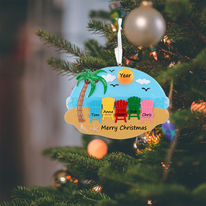 Personalized Beach Chair Family of 5 Ornament