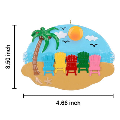 Personalized Beach Chair Family of 5 Ornament