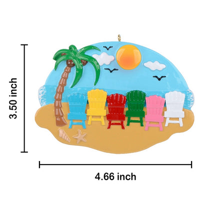 Personalized Beach Chair Family of 6 Ornament