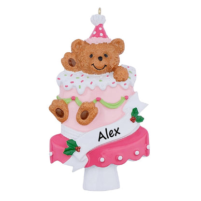 Personalized Bear Birthday Cake Ornament