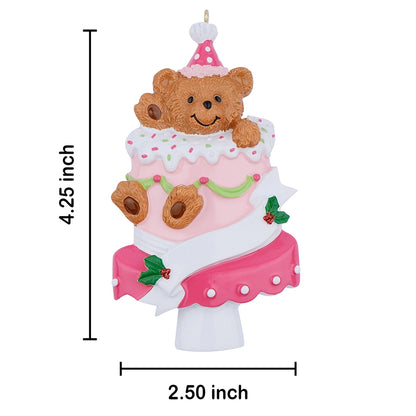 Personalized Bear Birthday Cake Ornament