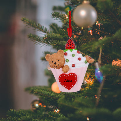 Personalized Bear Cupcake Ornament