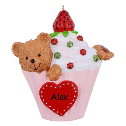 Personalized Bear Cupcake Ornament