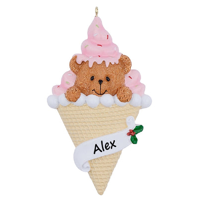 Personalized Bear Ice Cream Ornament