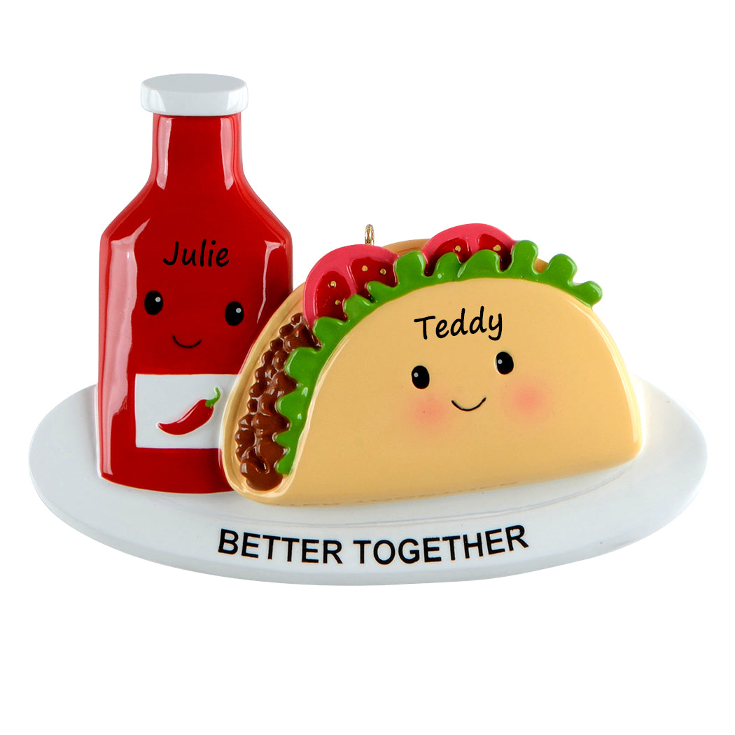 Personalized Better Together Pancake and Hot Sauce Couple Ornament