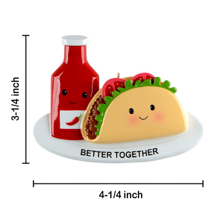 Personalized Better Together Pancake and Hot Sauce Couple Ornament