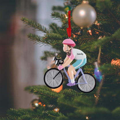 Personalized Bicycle Girl Ornament