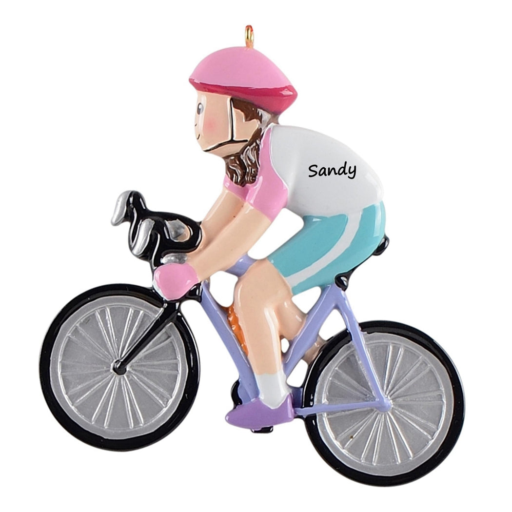 Personalized Bicycle Girl Ornament