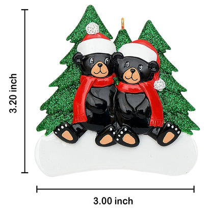 Personalized Black Bear Family of 2 Christmas Ornament