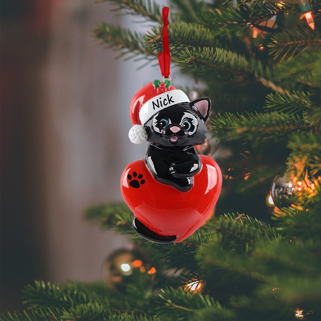 Personalized Black Cat Christmas Ornament