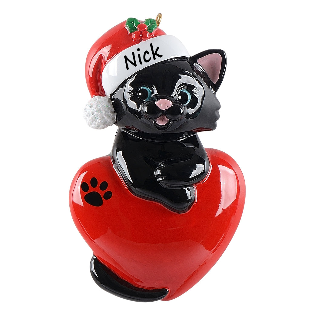 Personalized Black Cat Christmas Ornament