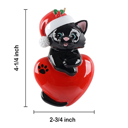Personalized Black Cat Christmas Ornament