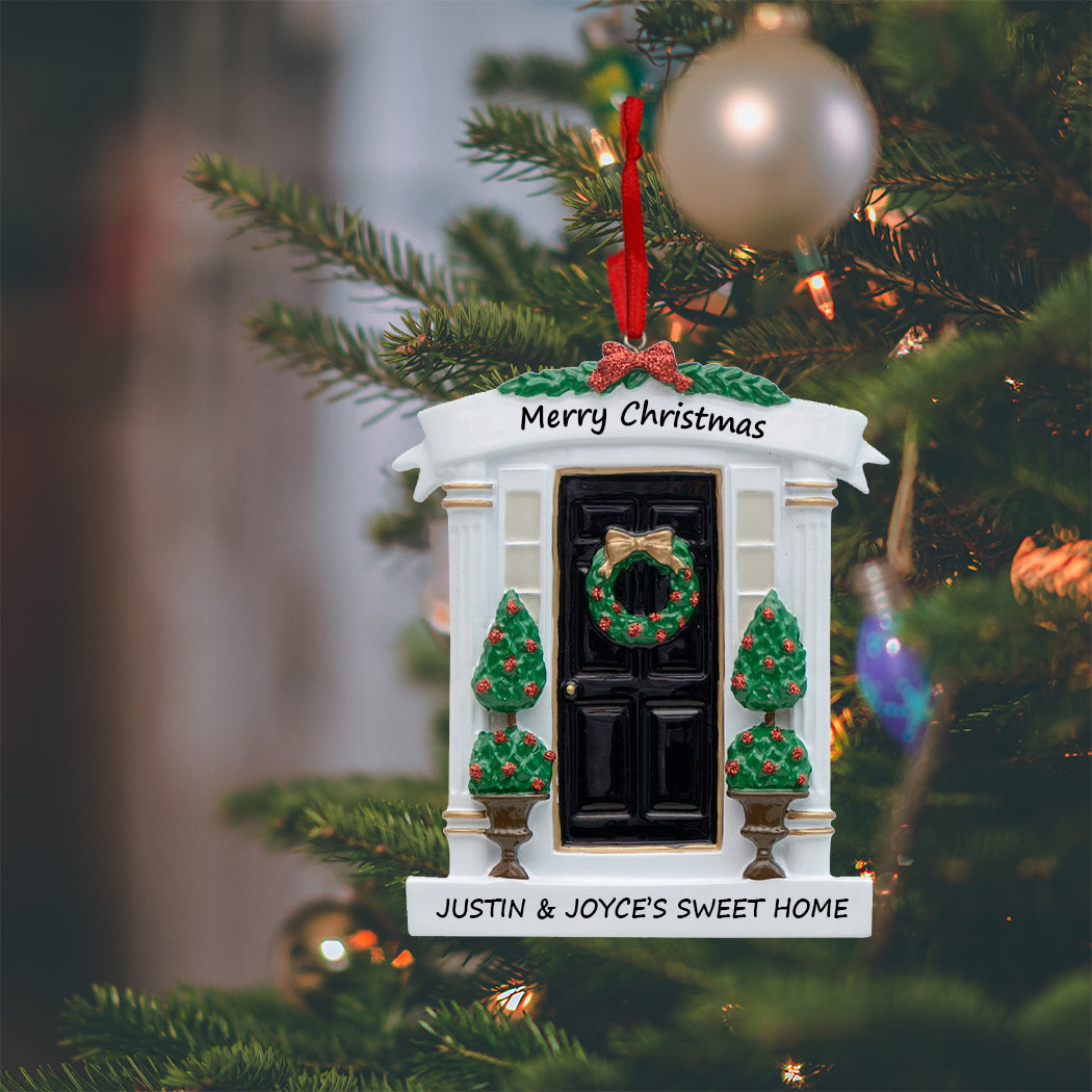 Personalized Black Front Door New Home Christmas Ornament