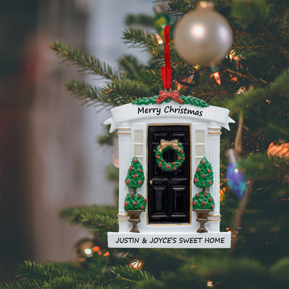 Personalized Black Front Door New Home Christmas Ornament