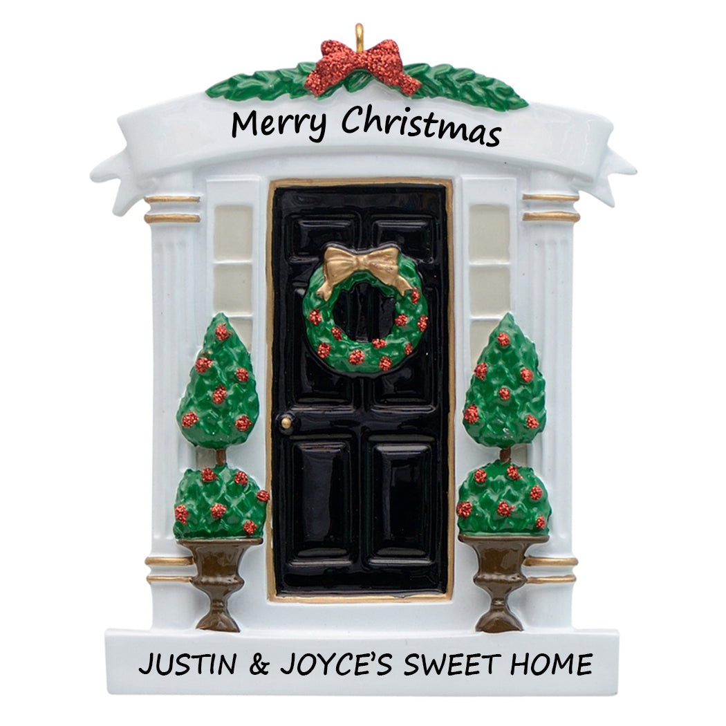 Personalized Black Front Door New Home Christmas Ornament