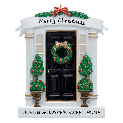 Personalized Black Front Door New Home Christmas Ornament
