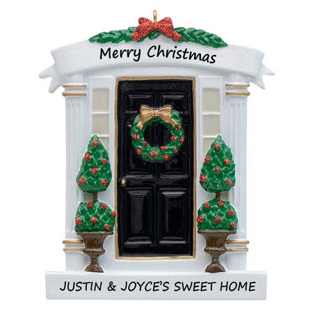 Personalized Black Front Door New Home Christmas Ornament