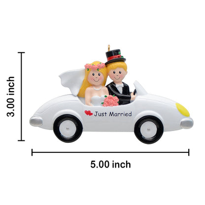 Personalized Blonde Just Married Couple Car Ornament