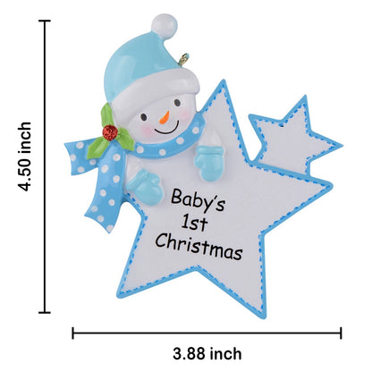Personalized Blue Baby Boy Star Ornament Baby’s 1st Christmas Gift