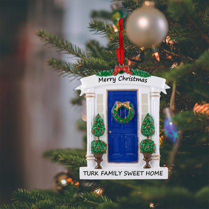 Personalized Blue Front Door New Home Christmas Ornament