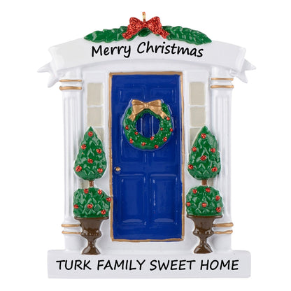 Personalized Blue Front Door New Home Christmas Ornament