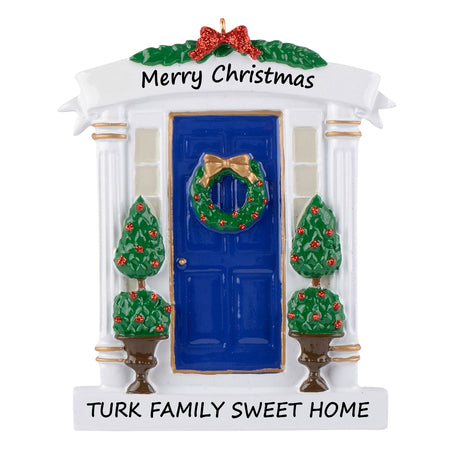 Personalized Blue Front Door New Home Christmas Ornament