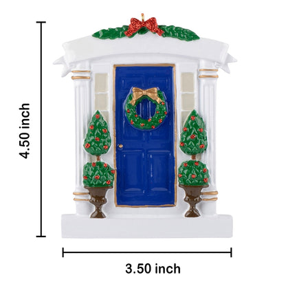 Personalized Blue Front Door New Home Christmas Ornament