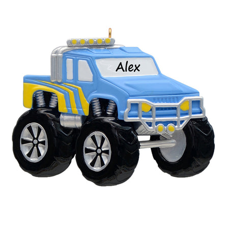 Blue Monster Truck Personalized Christmas Ornament